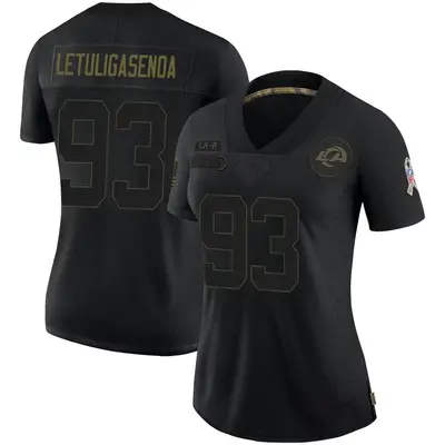 Women's Limited Tuli Letuligasenoa Los Angeles Rams Black 2020 Salute To Service Jersey