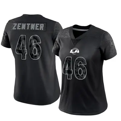 Women's Limited Ty Zentner Los Angeles Rams Black Reflective Jersey