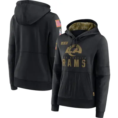 Women's Los Angeles Rams Black 2020 Salute to Service Performance Pullover Hoodie