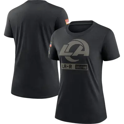 Women's Los Angeles Rams Black 2020 Salute To Service Performance T-Shirt