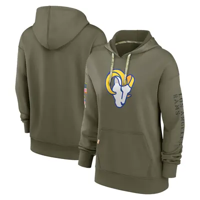 Women's Los Angeles Rams Olive 2022 Salute to Service Performance Pullover Hoodie