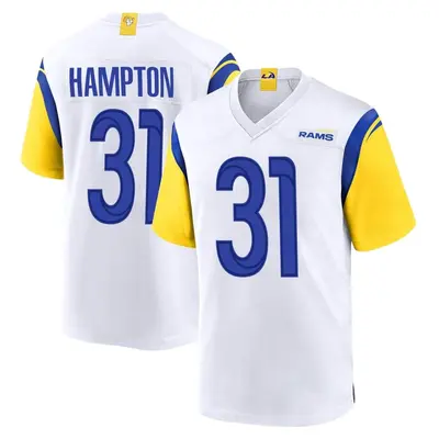 Youth Game Nick Hampton Los Angeles Rams White Jersey