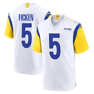 Youth Game Sam Ficken Los Angeles Rams White Jersey