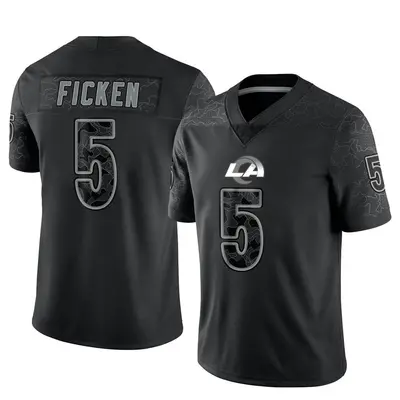 Youth Limited Sam Ficken Los Angeles Rams Black Reflective Jersey